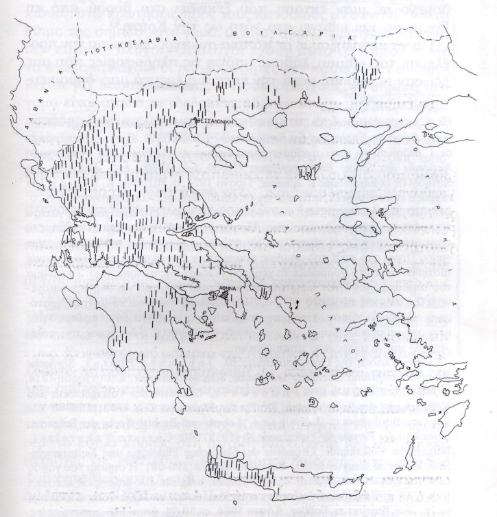 Χάρτης εξάπλωσης του εθίμου της σημαίας στην Ελλάδα. Χάρτης εξάπλωσης του εθίμου της σημαίας στην Ελλάδα